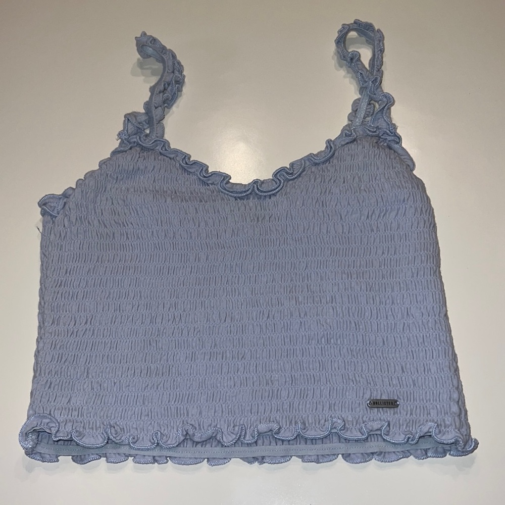 Hollister California blue ruffle mini croptop